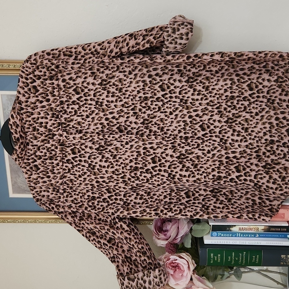 Umgee Leopard Print Button Down Pink Brown Femini… - image 8